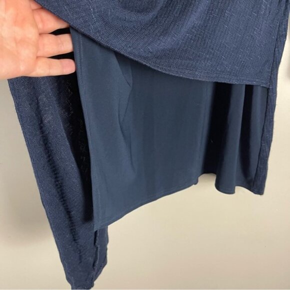 Sympli Ribbed Asymmetrical Tunic Top Sweater navy size 12 Lagenlook travel - Picture 4 of 9